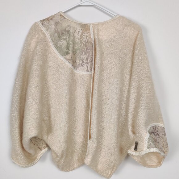 Le Blanc Mouton Women's Sweater One Size Beige Mohair Wool Dolman Sleeve Cropped - Picture 2 of 13